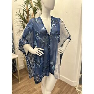 Chicos Kaftan Dress Women L/XL Boho Hippie Gypsy Kimono‎ Duster Coverup Cardigan